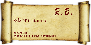 Réfi Barna névjegykártya